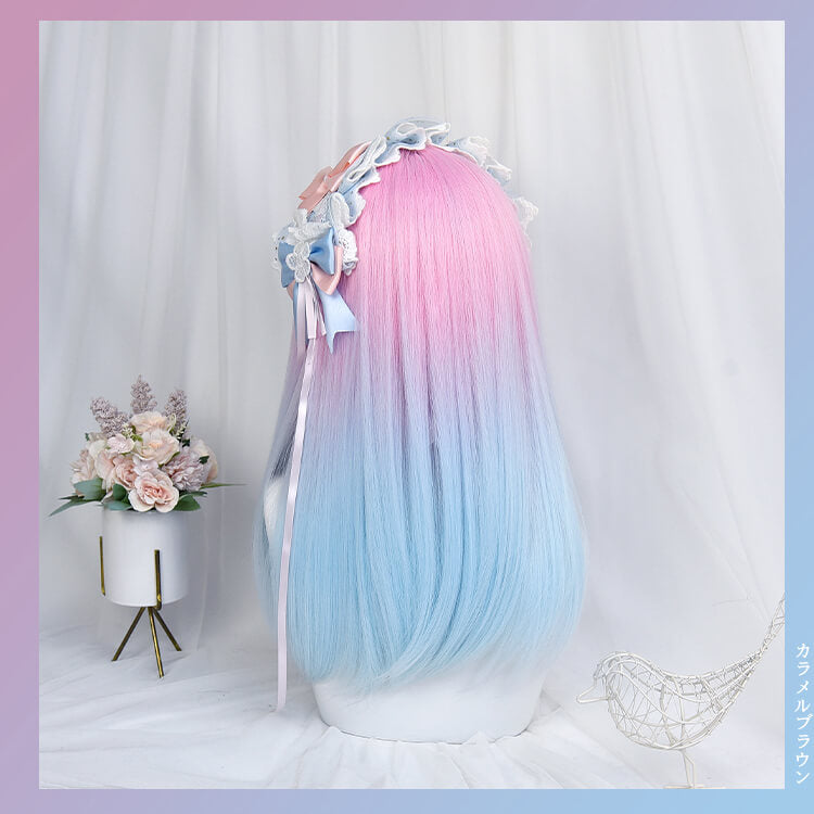 Sweet Macaron Pink Blue Gradient Straight Wig - Kawaiienvy Sweet Macaron Pink Blue Gradient Straight Wig - Kawaiienvy
