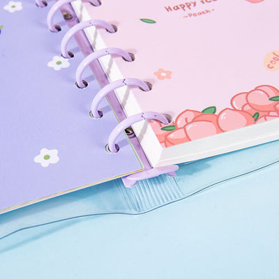 pastel-metal-spiral-binder-detail-display-of-the-cartoon-graphic-a6-6-ring-refilled-binder-planner-with-clear-cover