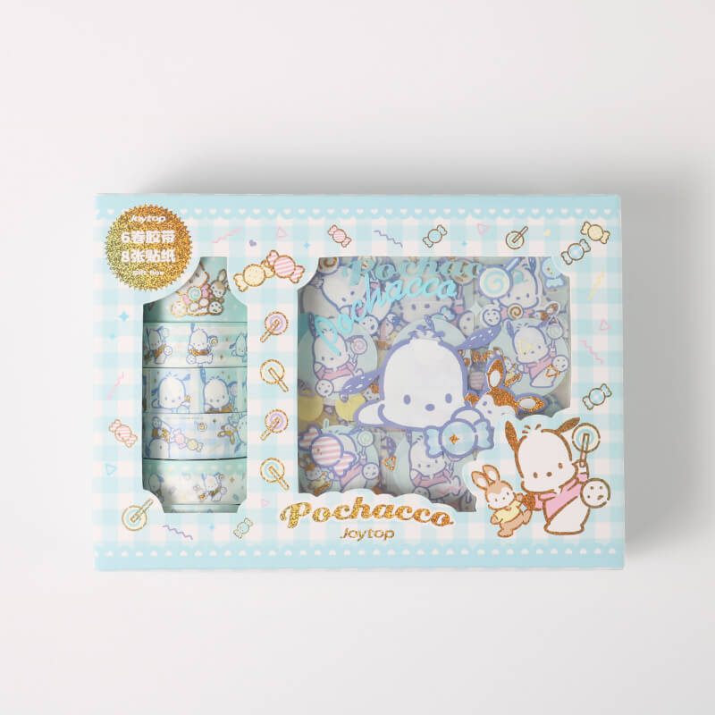 pochacco-journal-gift-set-6-rolls-washi-tapes-and-8-sheets-pvc-stickers