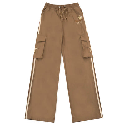 pompompurin-embroidery-striped-baggy-cargo-trousers-in-brown