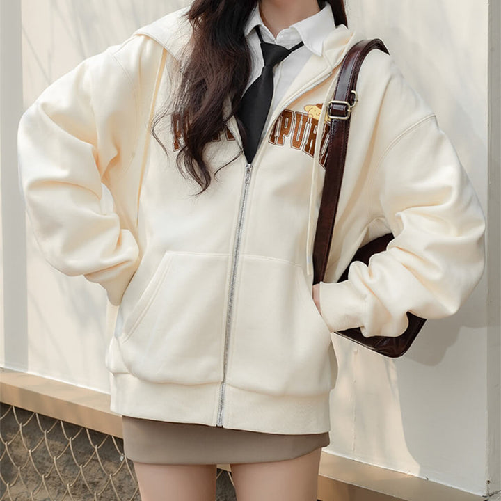 ジャケット・アウター pompompudding Pompompurin Oversized Zip Up Fleece Hooded Jacket – KawaiiEnvy