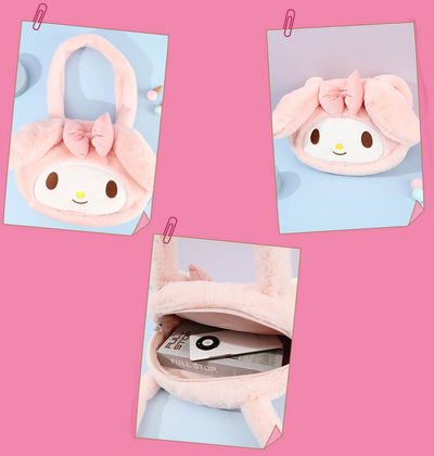 product-display-of-my-melody-die-cut-face-fluffy-bag