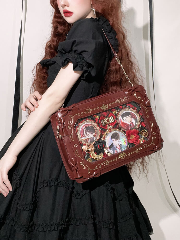 retro-square-shape-picture-frame-ita-bag-red-color-matched-with-lolita-outfit