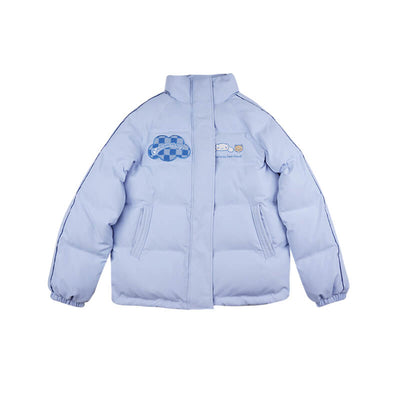 Cinnamoroll Embroidery Blue Puffer Jacket – kawaiienvy
