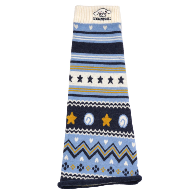 sanrio-authorized-cinnamoroll-embroidery-geometric-pattern-knit-leg-warmers