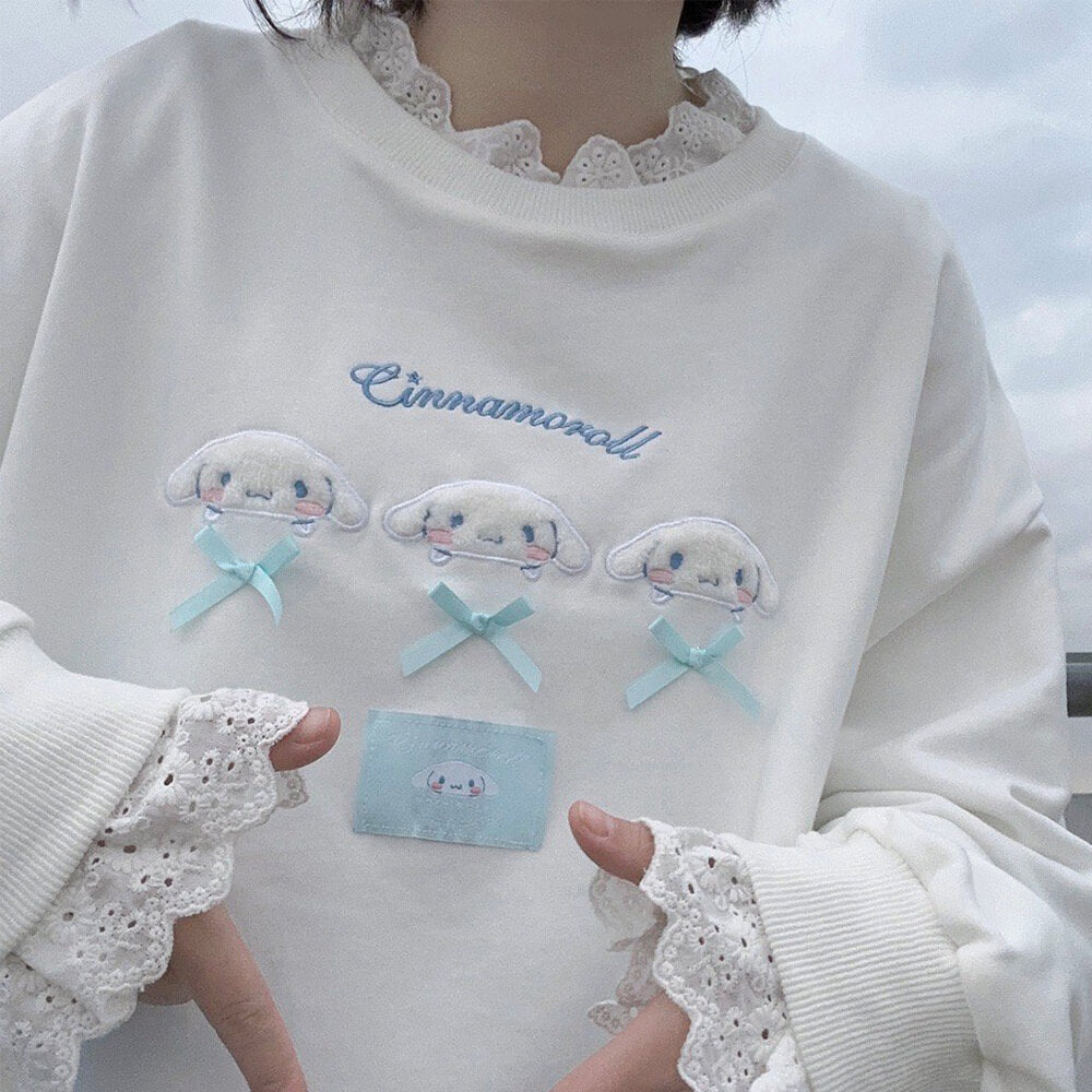 sanrio-authorized-kawaii-cinnamoroll-white-lace-sweatshirt