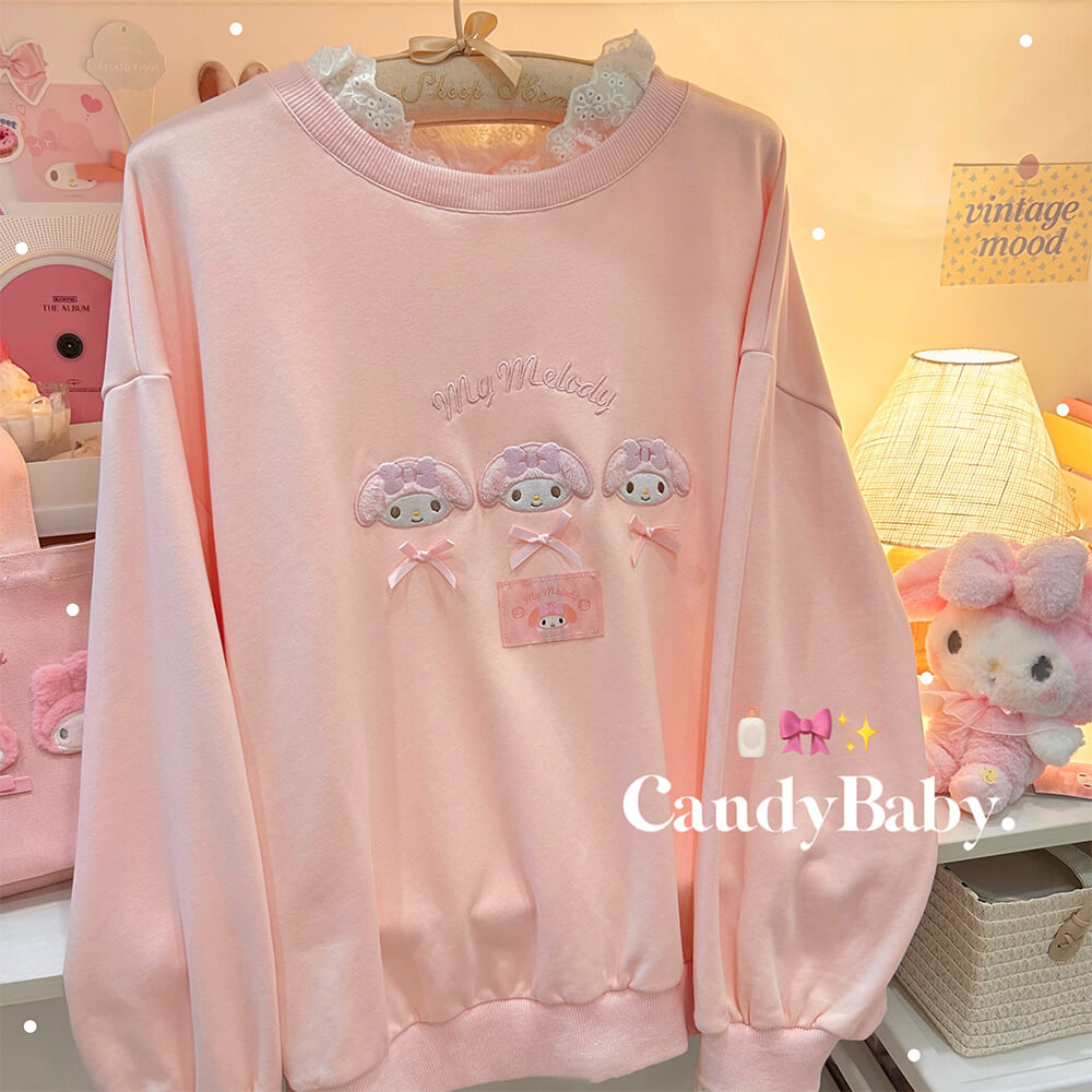 sanrio-authorized-kawaii-my-melody-faces-lace-pink-sweatshirt