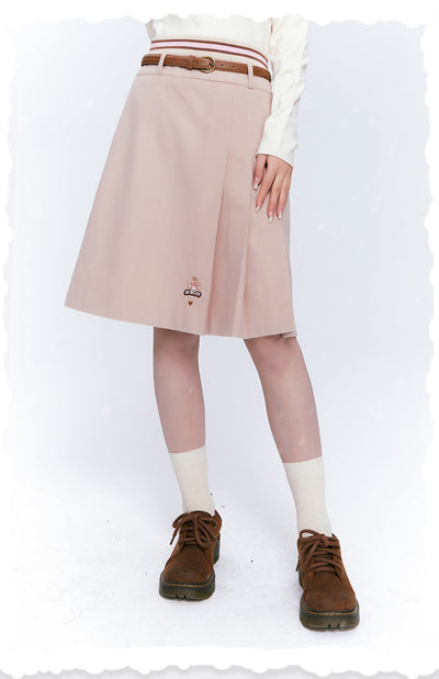 sanrio-authorized-my-melody-a-line-high-waist-woolen-long-pleated-skirt
