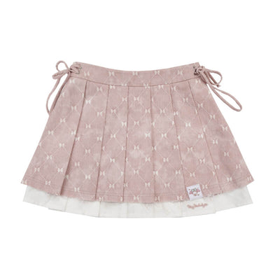 sanrio-authorized-my-melody-bows-pattern-layered-lace-up-pleated-skirt