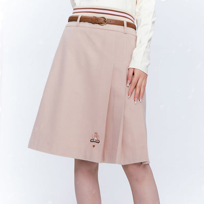 sanrio-authorized-my-melody-khaki-a-line-high-waist-woolen-long-pleated-skirt