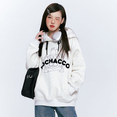 sanrio-authorized-pochacco-letters-graphic-preppy-look-drawstring-hoodie