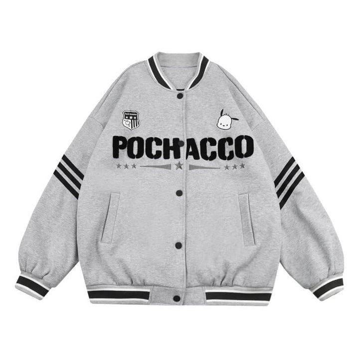 Pochacco Striped Trim Grey Varsity Jacket – KawaiiEnvy