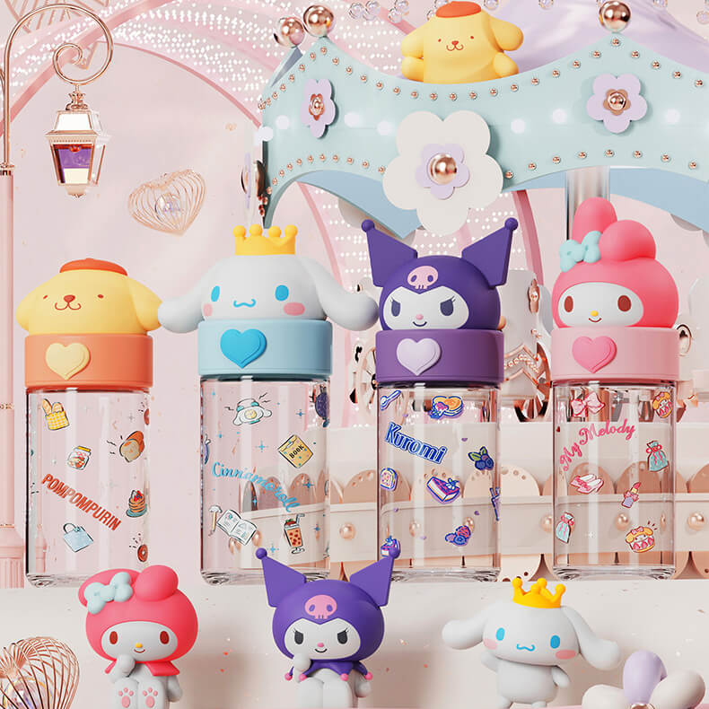 sanrio-character-silicone-figurine-glass-water-bottles