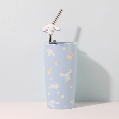 sanrio-cinnamoroll-floral-print-thermos-cups-with-lid-and-straw