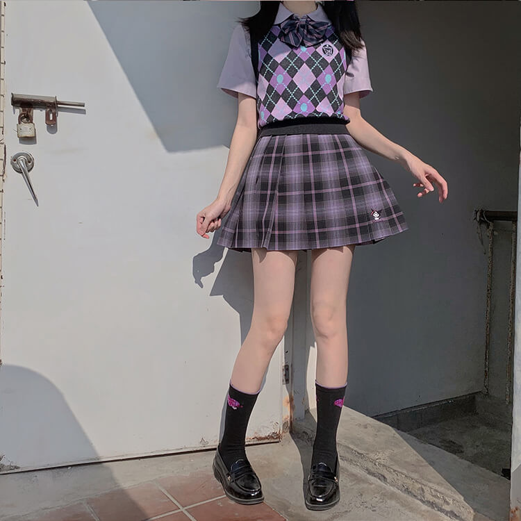 sanrio-girl-styled-by-kuromi-plaid-jk-pleated-skirt