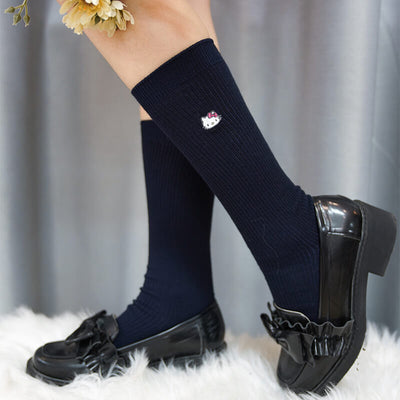 sanrio-licensed-hello-kitty-embroidery-jk-socks-in-black