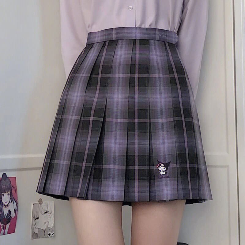 sanrio-licensed-kuromi-plaid-jk-pleated-skirt