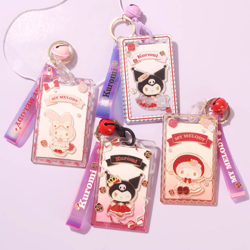 sanrio-rose-and-earl-series-kuromi-my-melody-card-holder-keychains