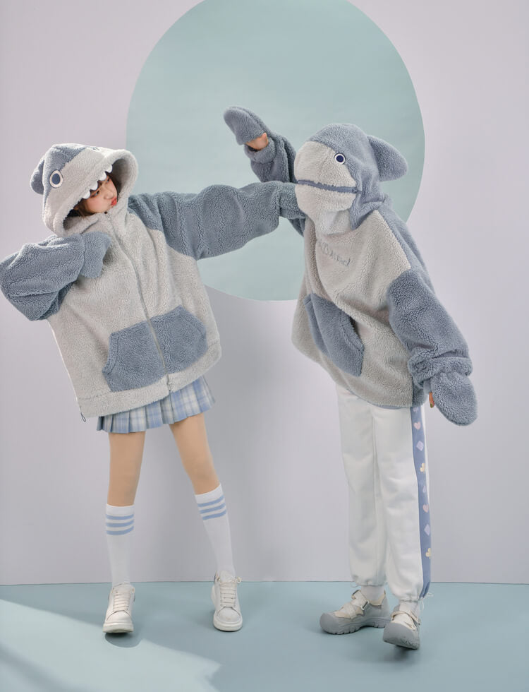 shark-attack-zip-lamb-fleece-hooded-hoodie-couple-display