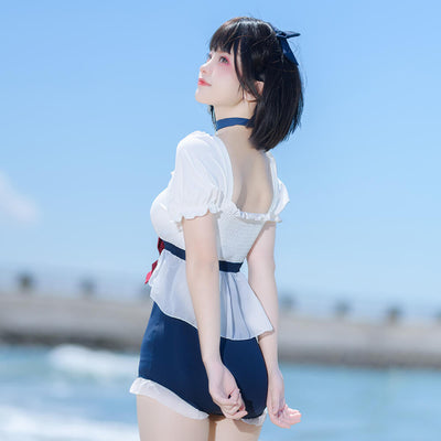 side-show-of-the-girly-puff-sleeve-square-neck-one-piece-swimsuit