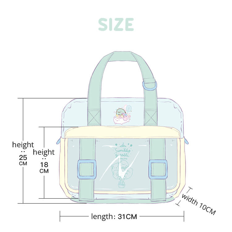size-measurement-of-the-sumikko-gurashi-pastel-color-3-way-jk-bag