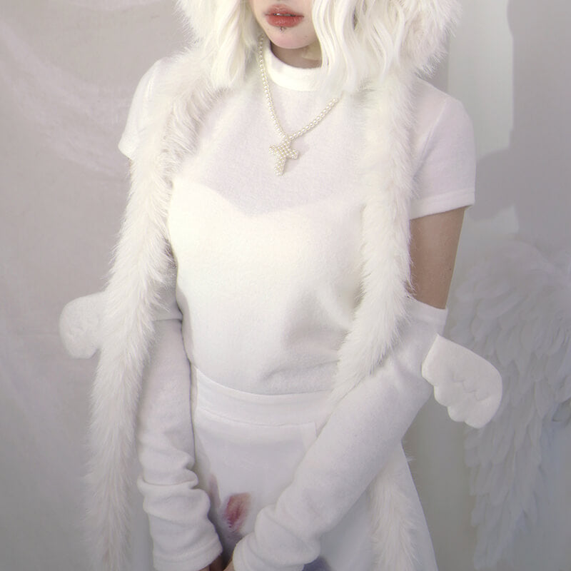 solid-white-mockneck-short-sleeve-tops-and-wings-arm-warmers-set
