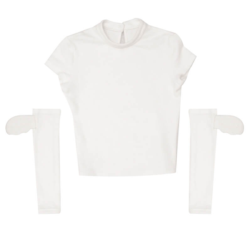 white-mockneck-short-sleeve-top-and-little-wings-arm-sleeves-set