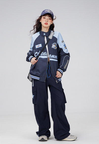 womens-cinnamoroll-patched-varsity-jacket-navy-blue