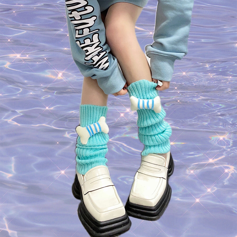 Y2K Inspired Bone Decor Knit Leg Warmers – KawaiiEnvy