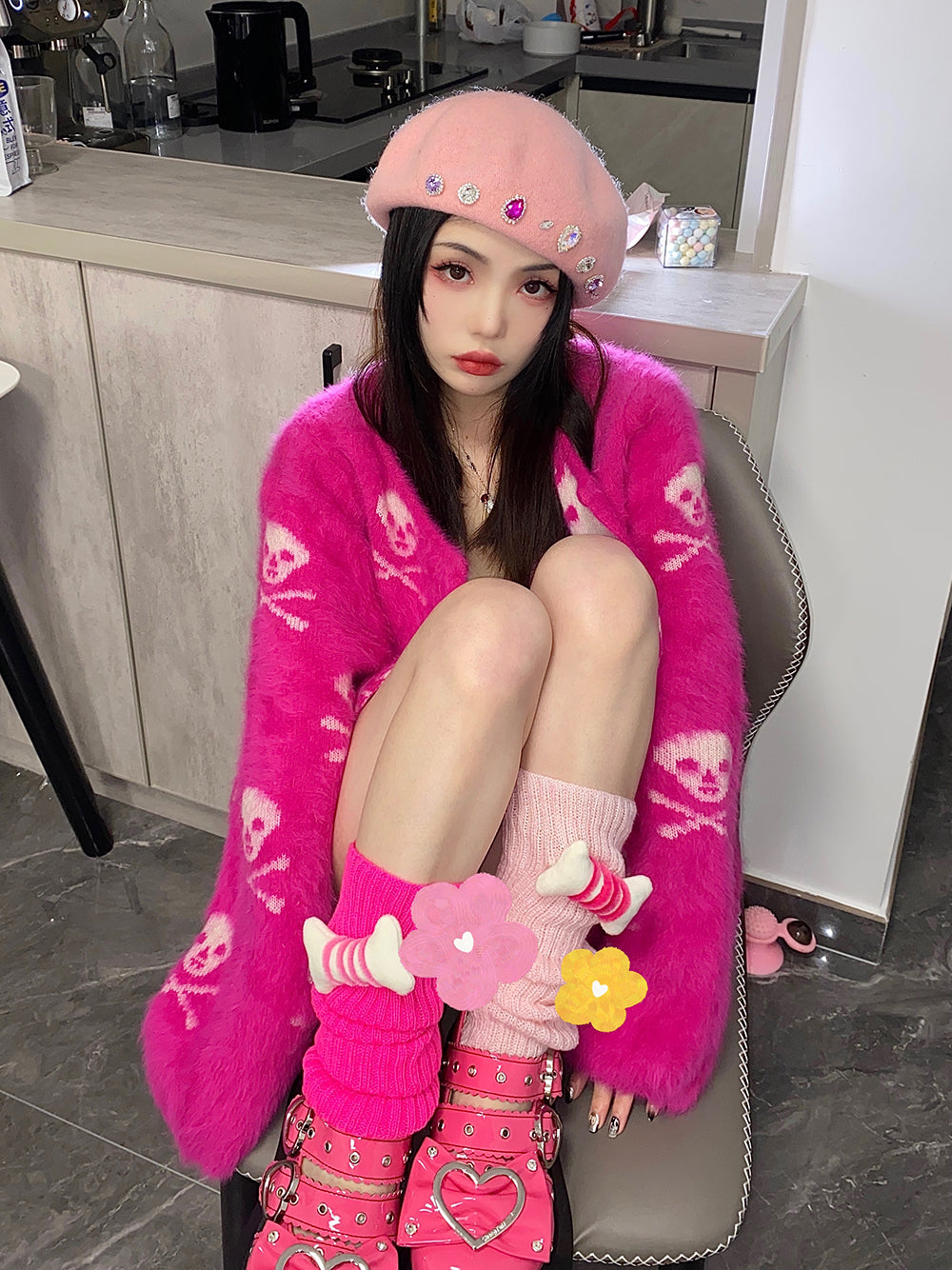 Y2K Inspired Bone Decor Knit Leg Warmers – KawaiiEnvy