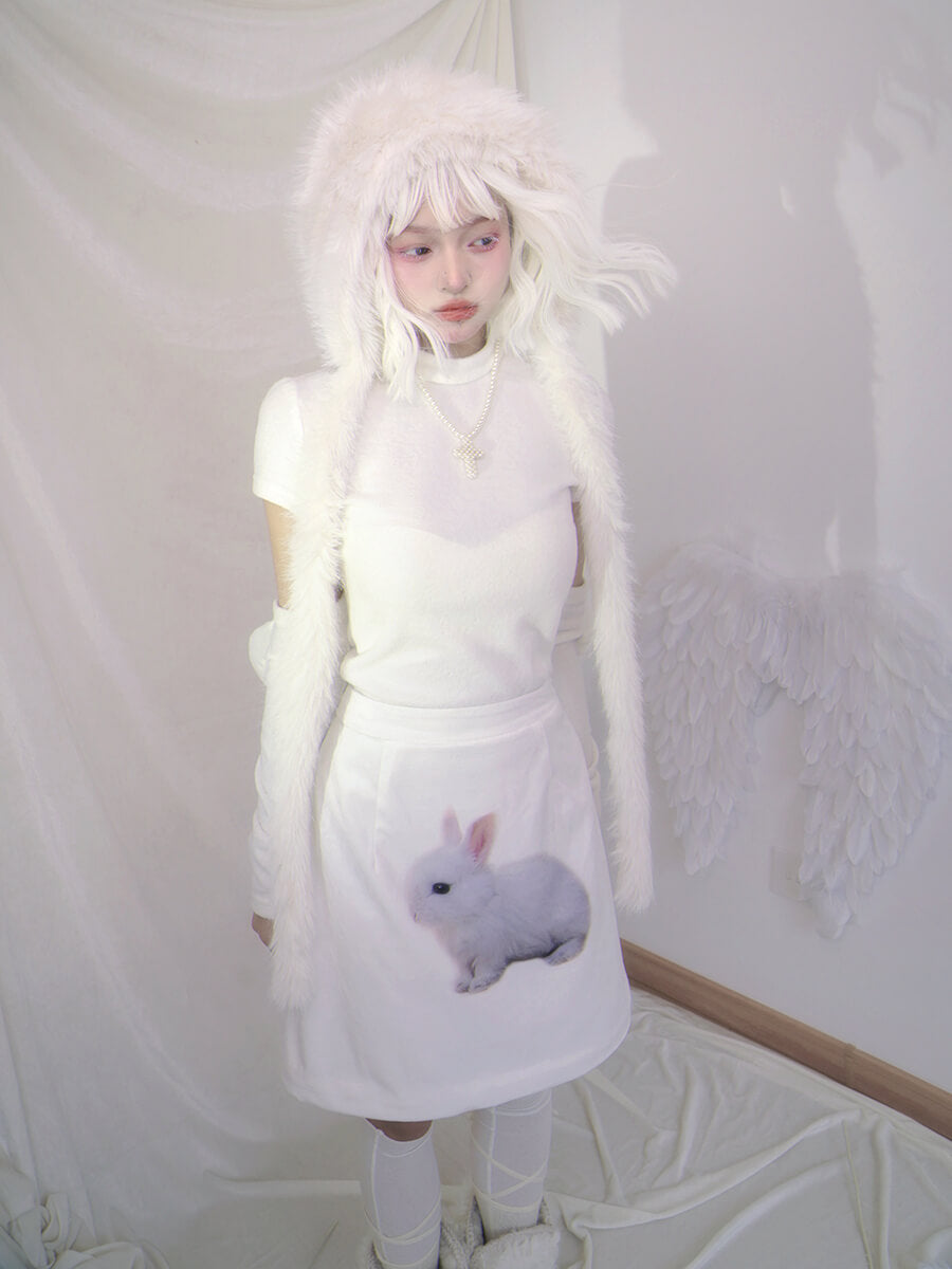 y2k-style-white-outfit-styled-by-the-mockneck-top-and-rabbit-graphic-skirt-and-sheep-ears-fluffy-hat