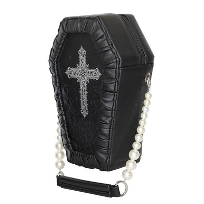 zipper-closure-pu-rose-flower-cross-ita-coffin-bag-with-pearl-chain-black-silver