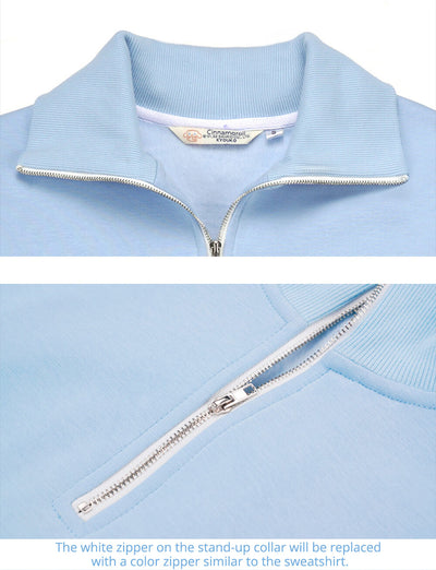 zipper-detail-of-cinnamoroll-half-zip-stand-collar-sweatshirt-blue