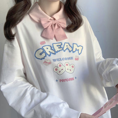 zoom-detail-of-the-white-rabbit-popcorn-print-long-sleeve-sweatshirt